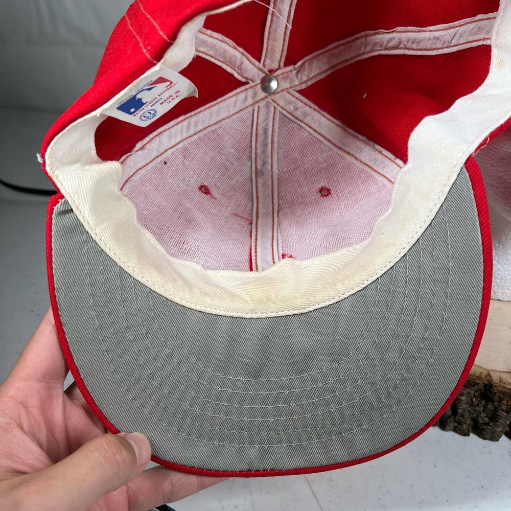 Vintage 80s Sports Cardinals Red Baseball Hat Cap Plastic Snapback Embroidered - Picture 7 of 8